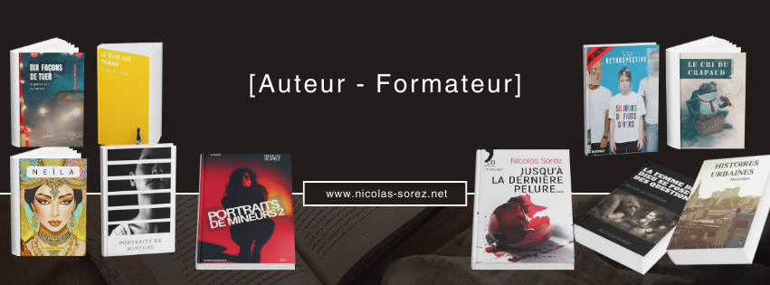 Photo de tous les livres de Nicolas Sorez, auteur installé à Vienne (Isère), spécialisé dans l’écriture, le slam et la prise de parole.